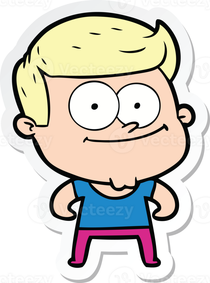 sticker of a cartoon happy man png