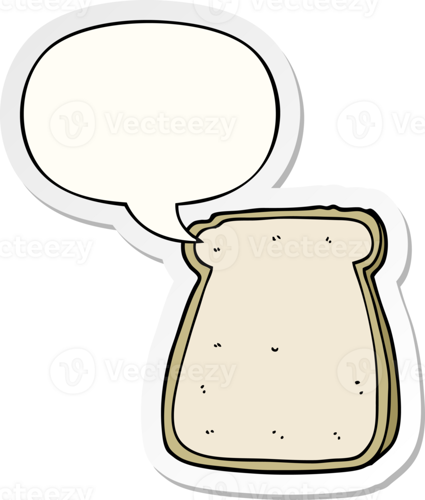 cartoon slice of bread with speech bubble sticker png
