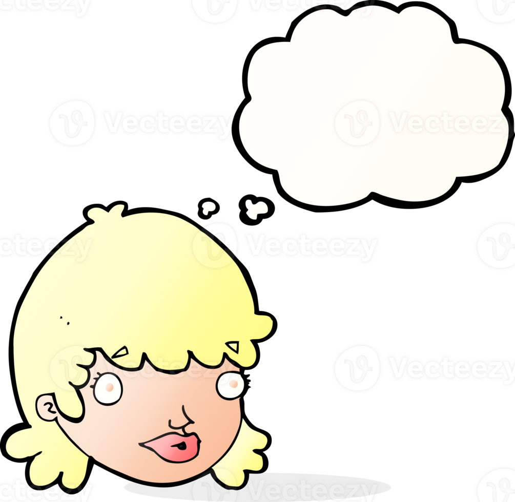 cartoon female face with thought bubble png