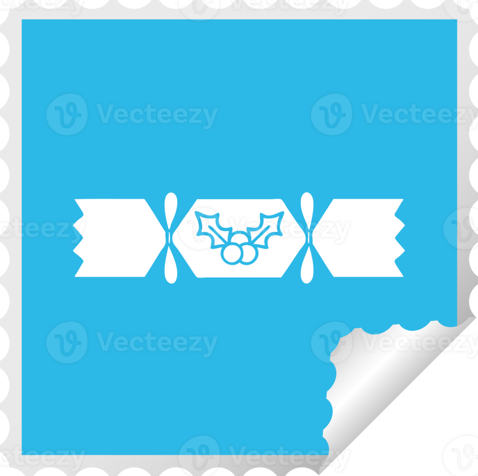 square peeling sticker cartoon of a christmas cracker png