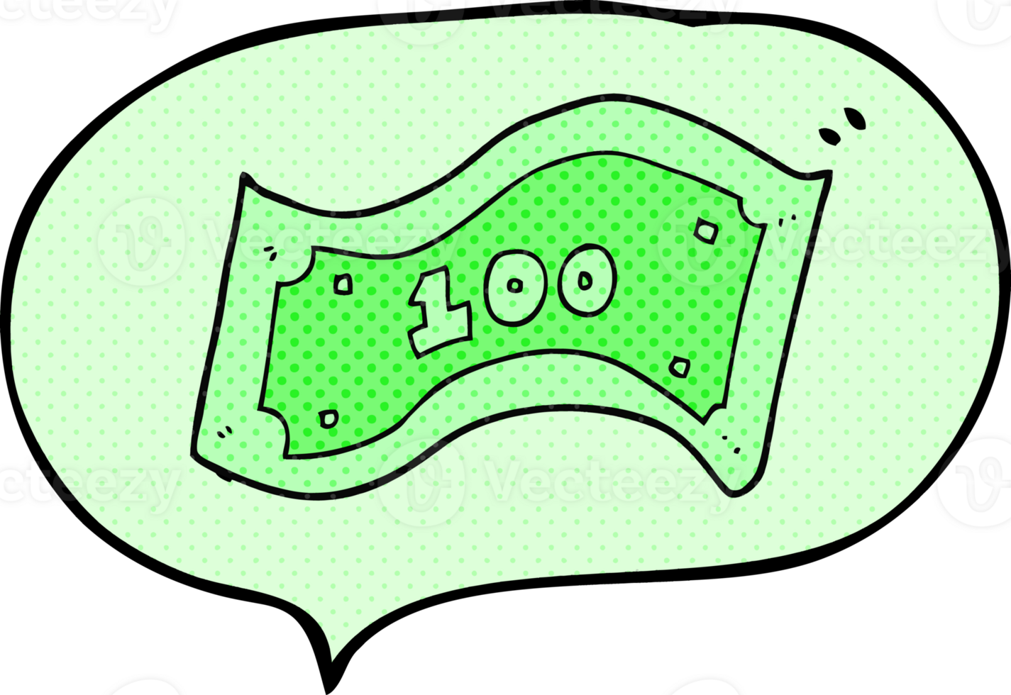 hand drawn comic book speech bubble cartoon 100 dollar bill png