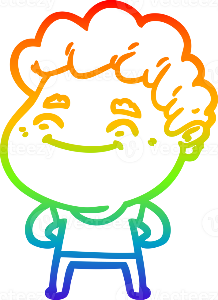 rainbow gradient line drawing of a cartoon friendly man png