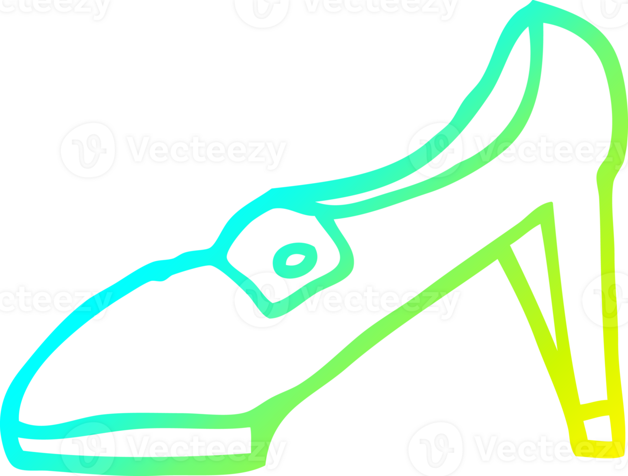 cold gradient line drawing of a cartoon red shoe png
