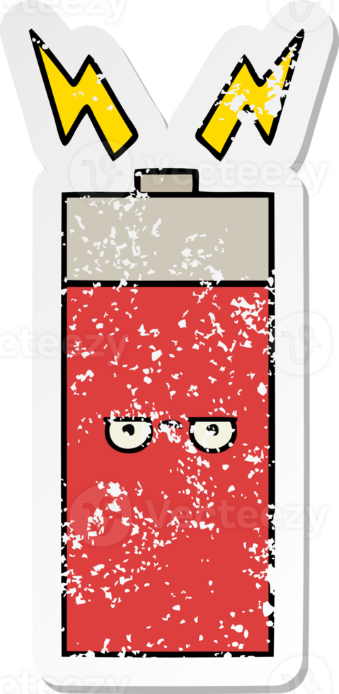 distressed sticker of a cute cartoon battery png