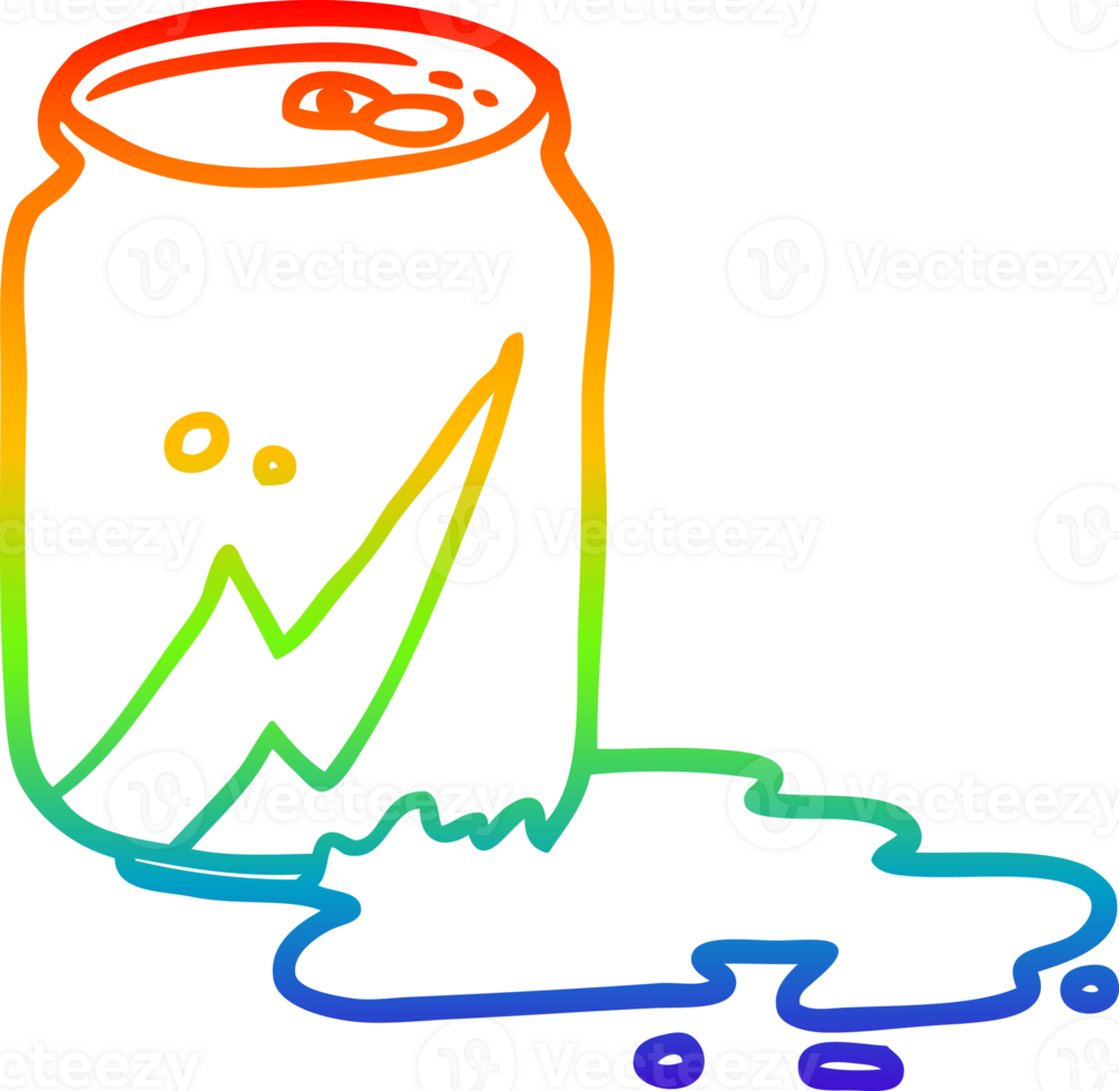 rainbow gradient line drawing of a can of soda png