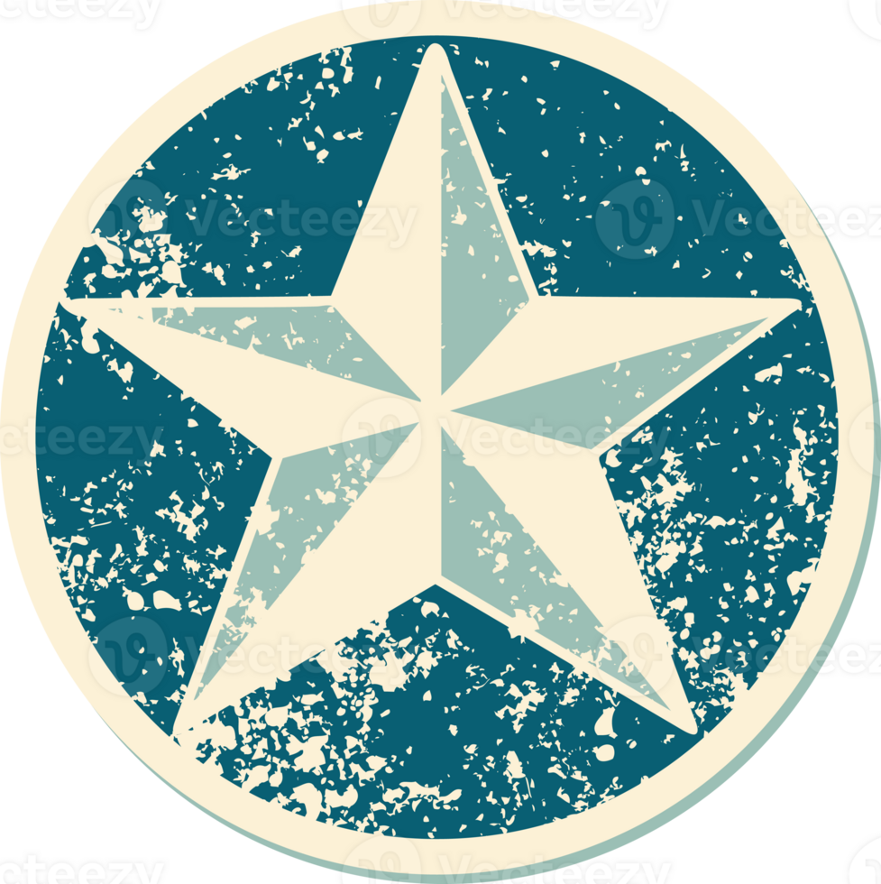 iconic distressed sticker tattoo style image of a star png