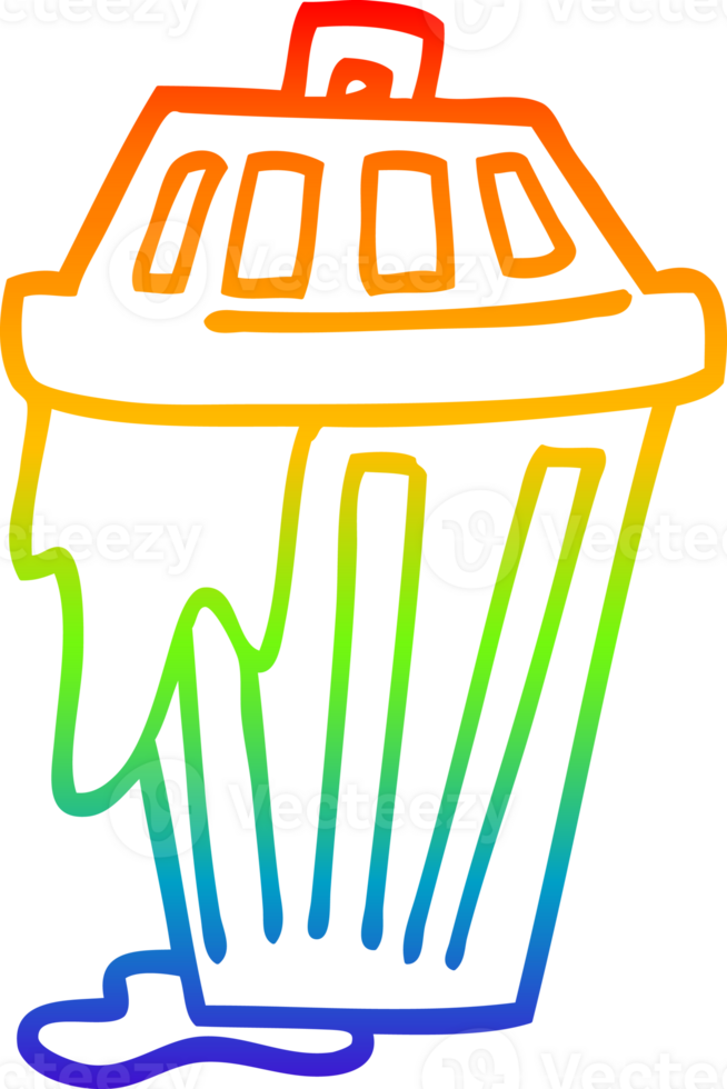 rainbow gradient line drawing of a cartoon waste bin png