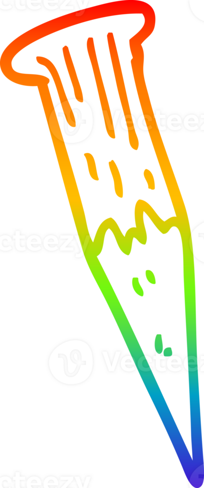 rainbow gradient line drawing of a cartoon wooden stake png
