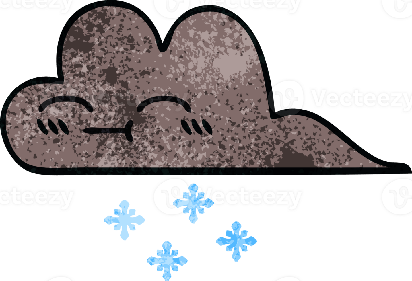 retro grunge texture cartoon of a storm snow cloud png
