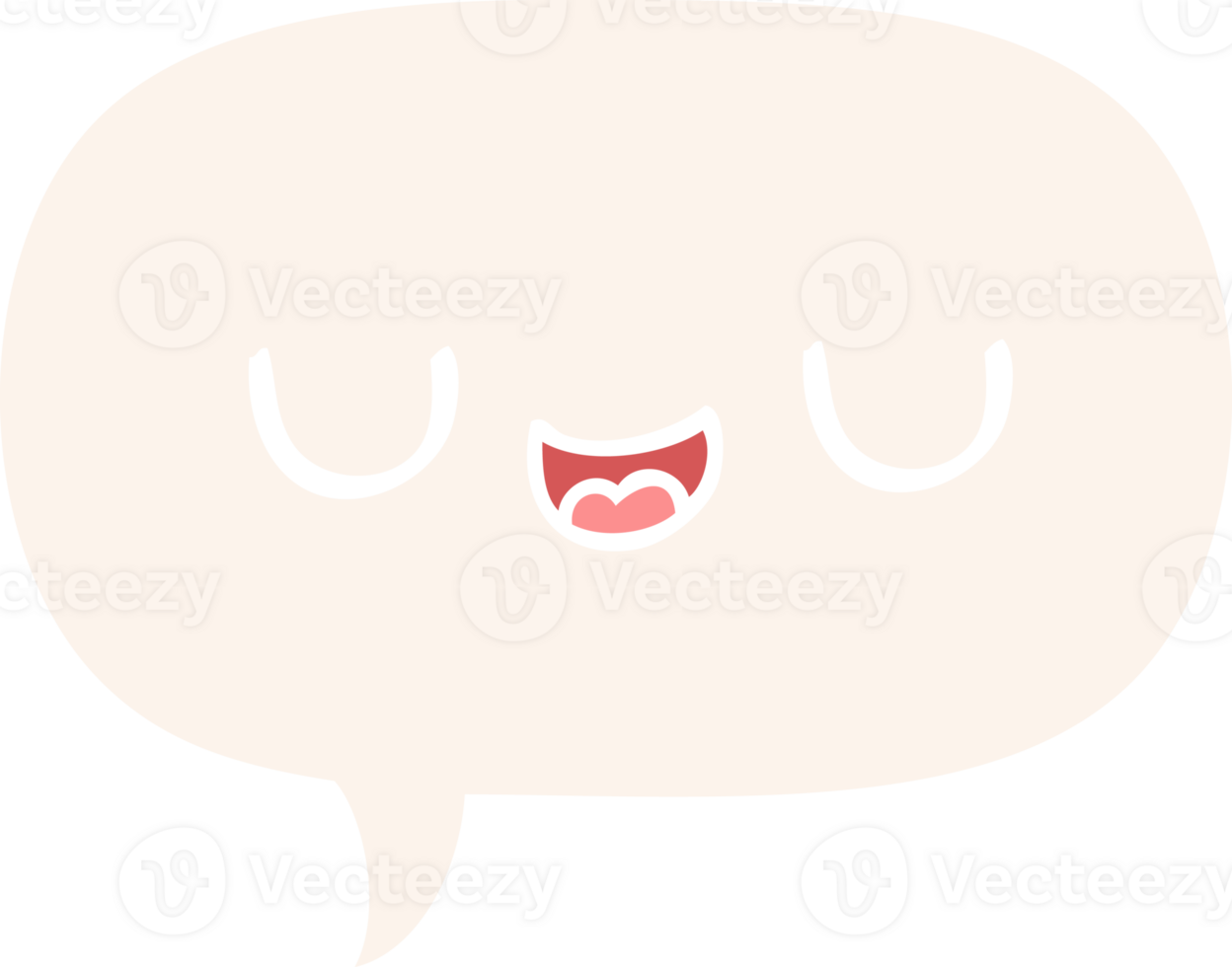 cute cartoon face with speech bubble in retro style png