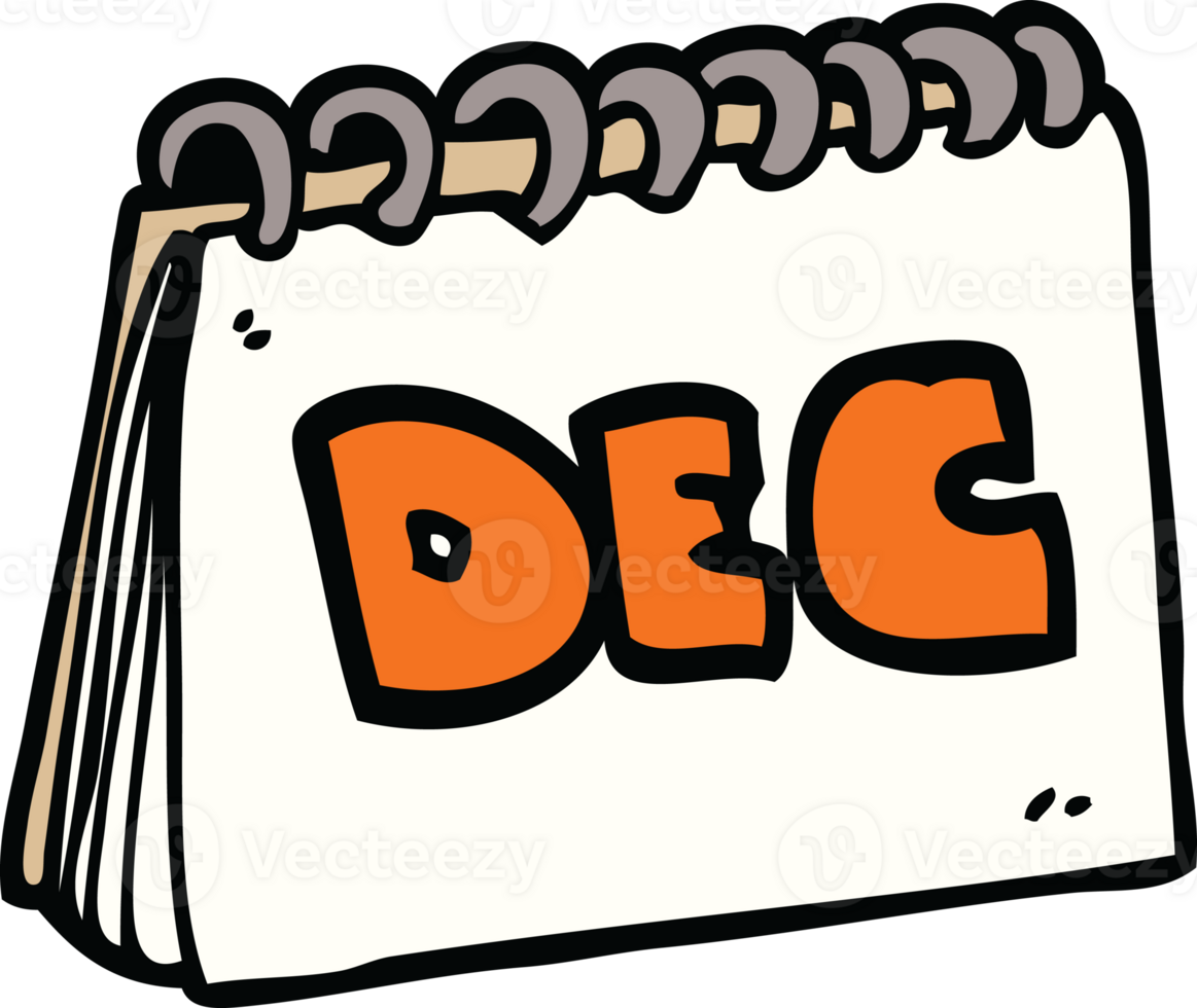cartoon doodle calendar showing month of december png