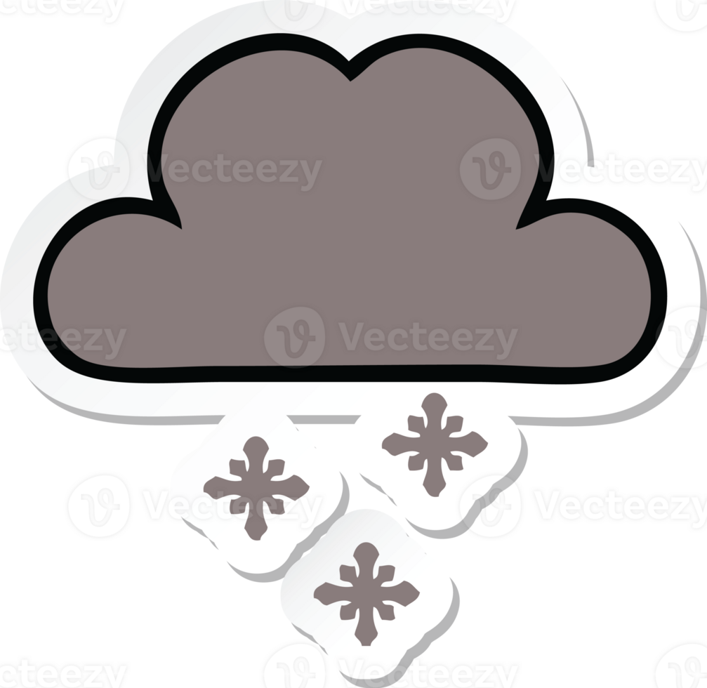 sticker of a cute cartoon storm snow cloud png