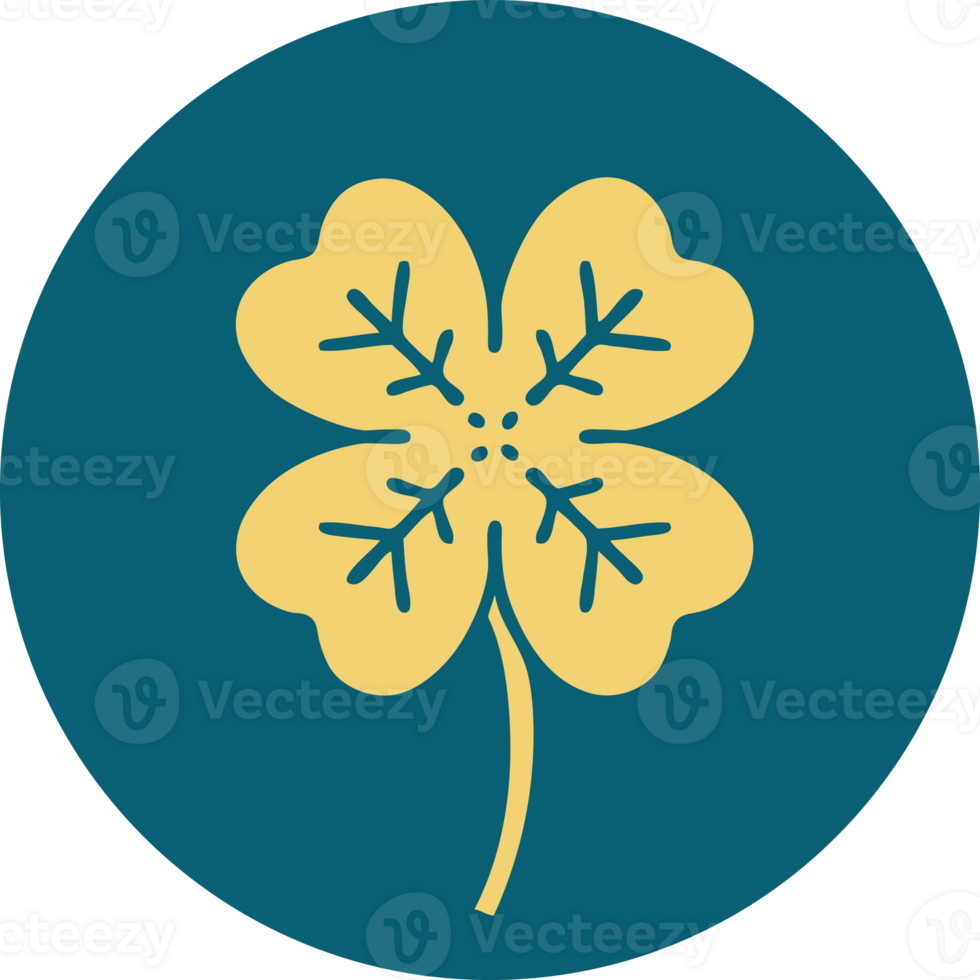 iconic tattoo style image of a 4 leaf clover png