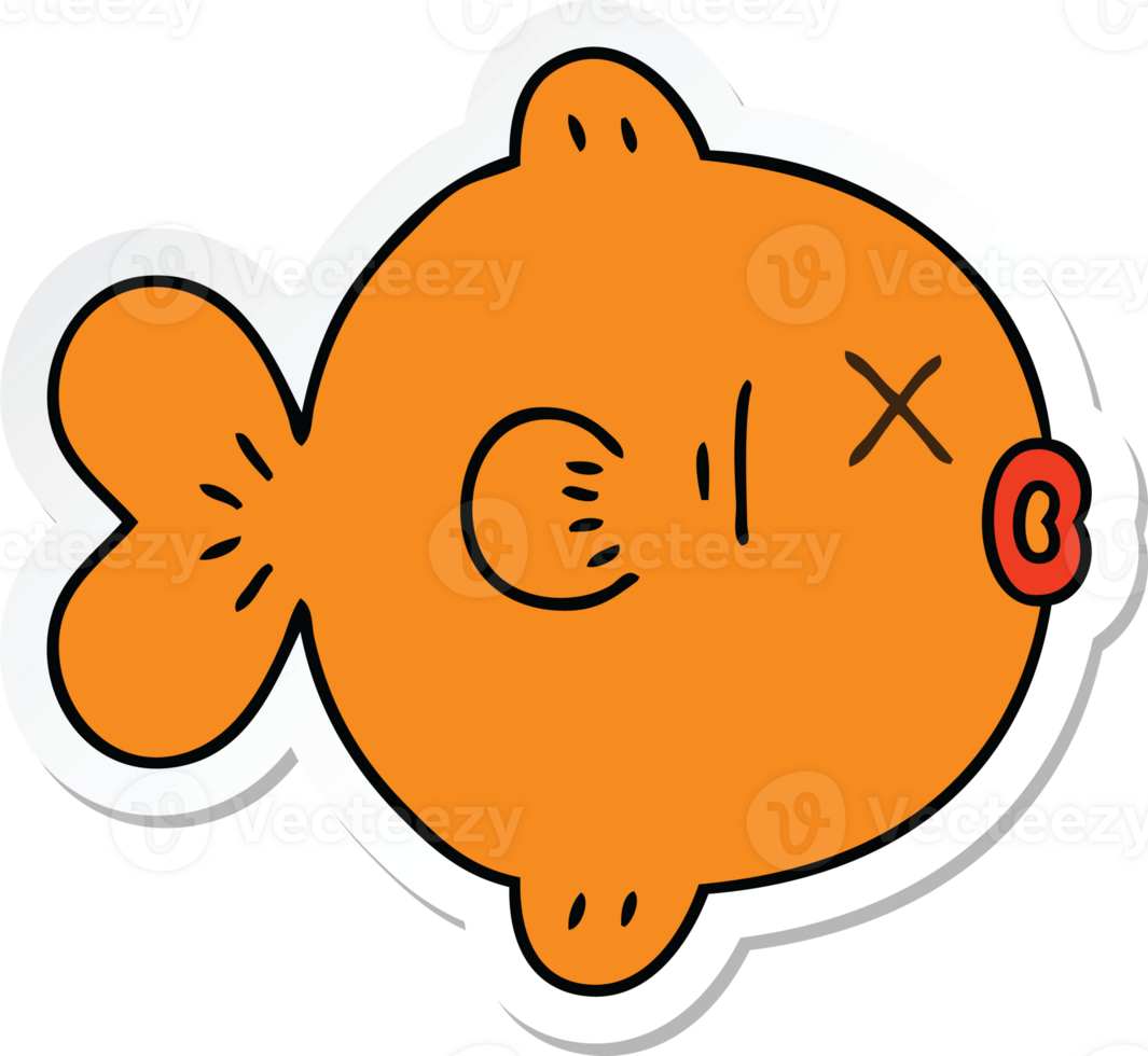 sticker of a quirky hand drawn cartoon fish png
