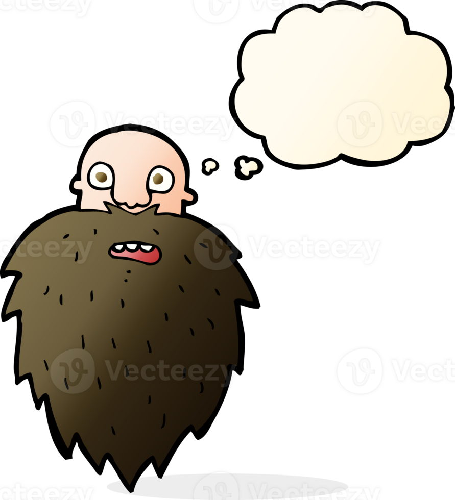 cartoon bearded man with thought bubble png