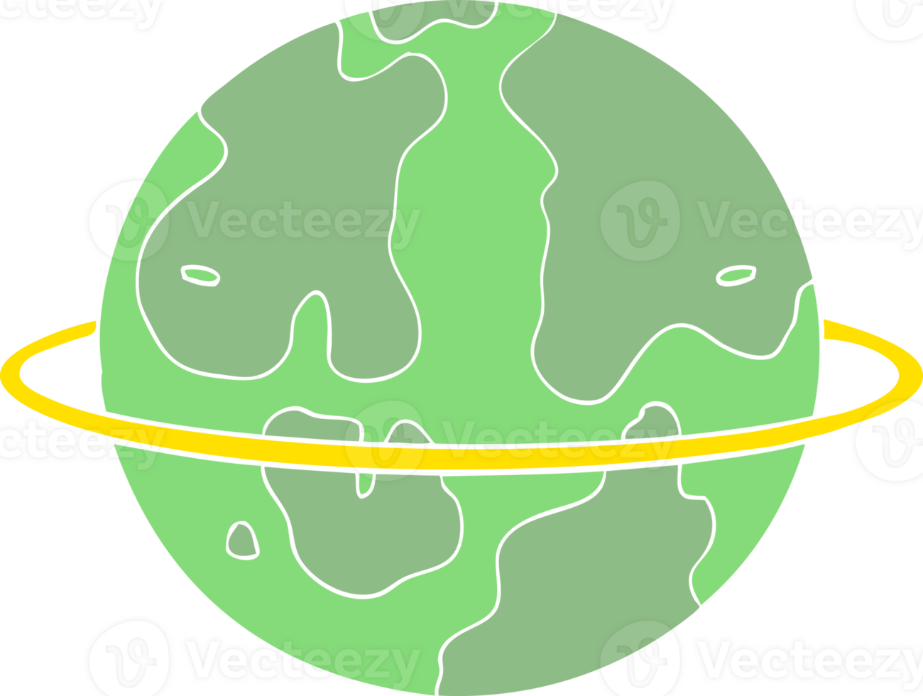 flat color style cartoon alien planet png