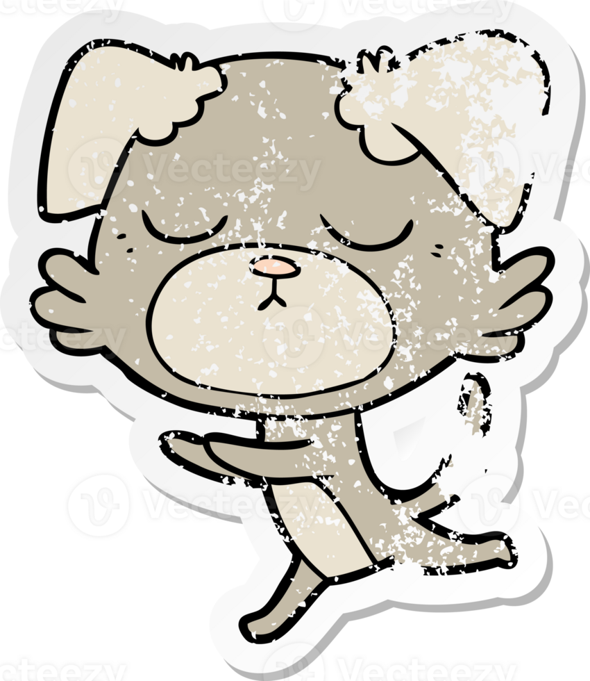 distressed sticker of a cute cartoon dog png