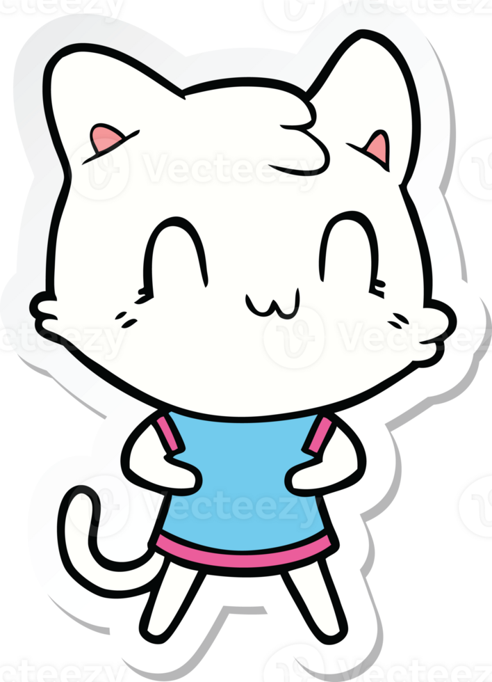 sticker of a cartoon happy cat png