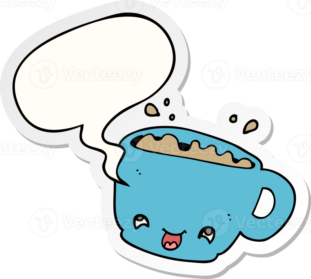 cartoon cup of coffee with speech bubble sticker png