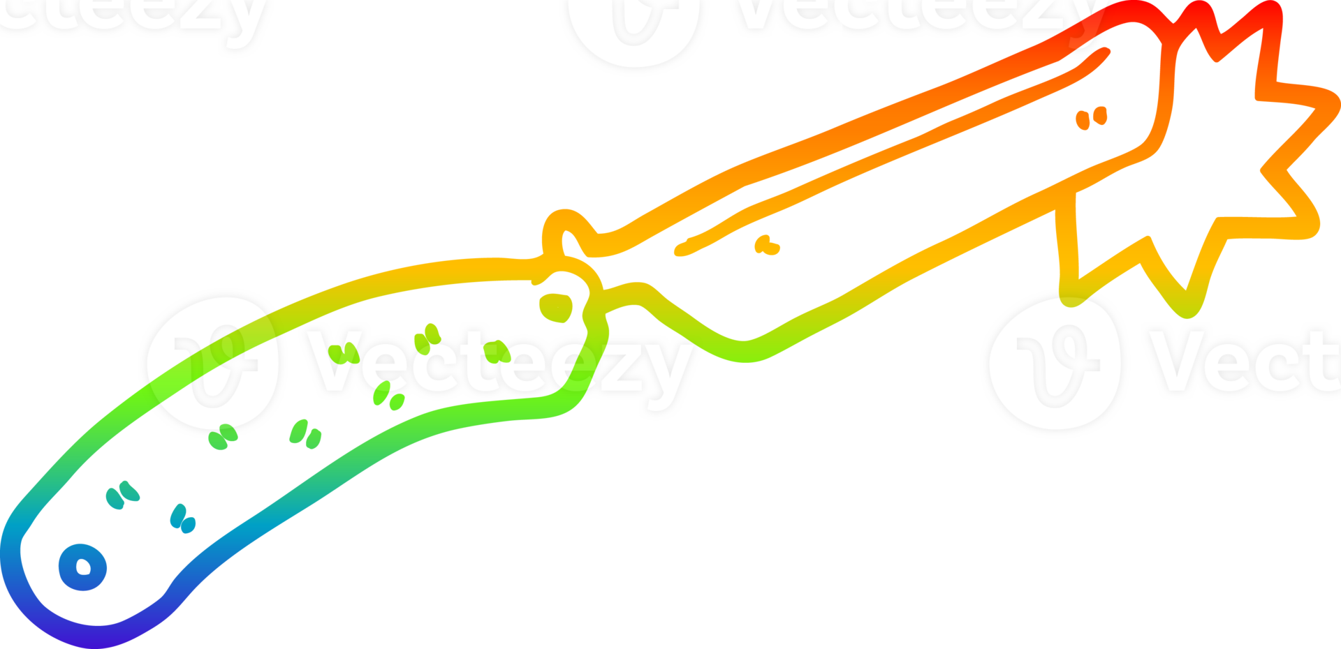 rainbow gradient line drawing of a cartoon sharp razor png