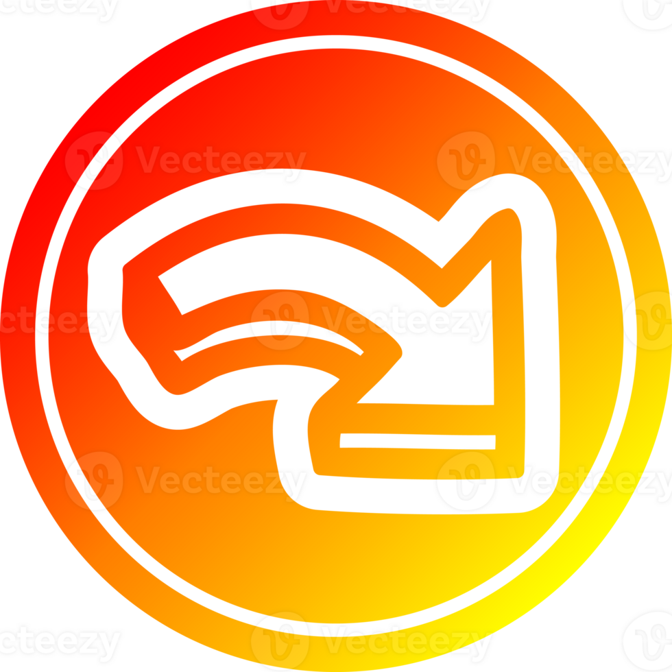 direction arrow circular icon with warm gradient finish png