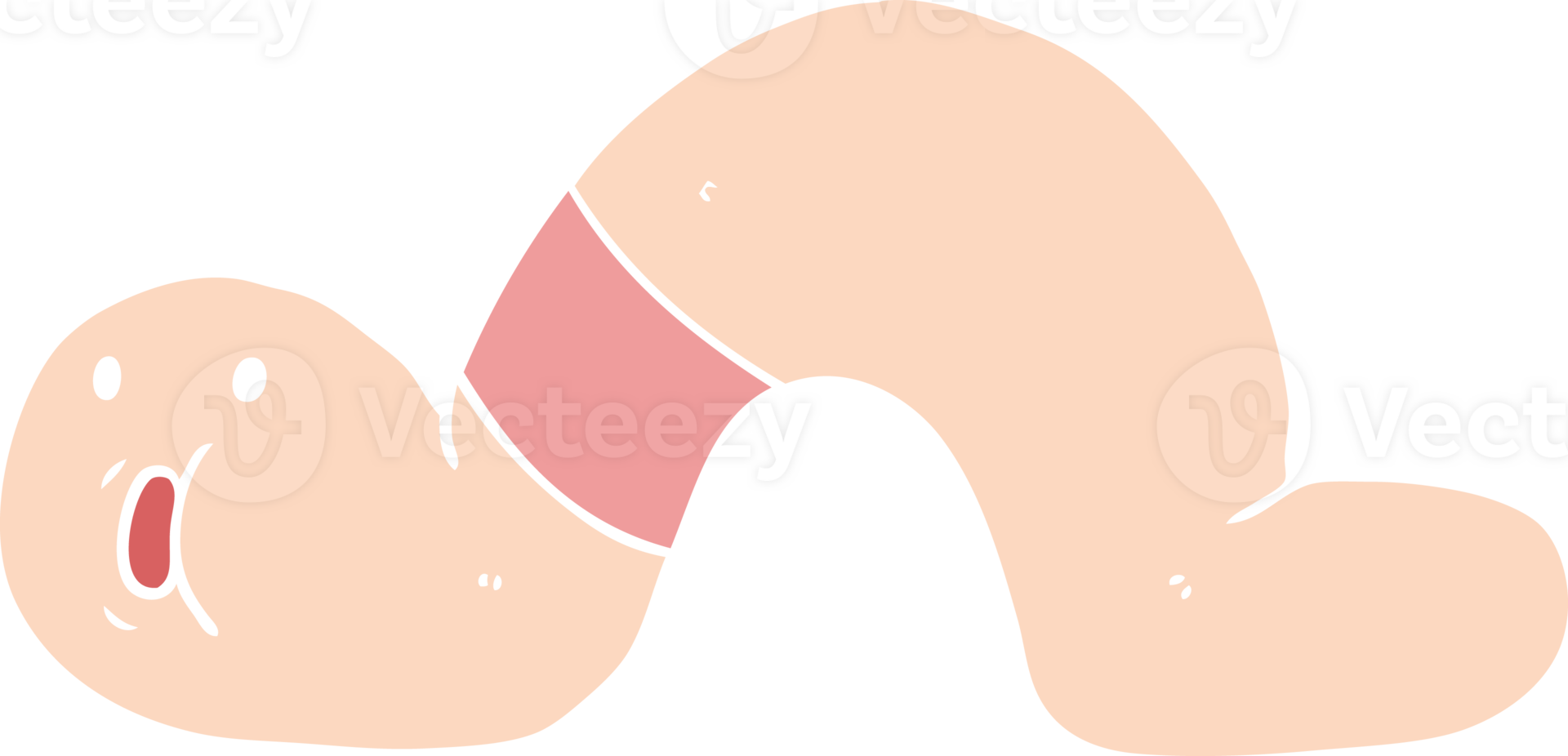 flat color style cartoon surprised worm png