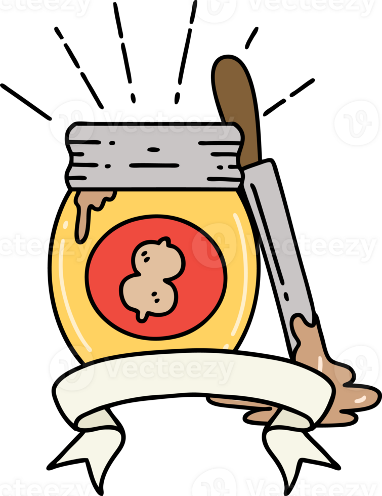 scroll banner with tattoo style peanut butter png