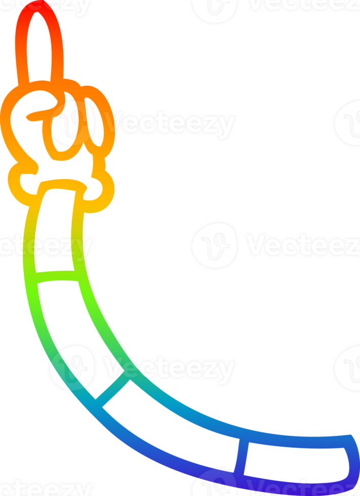 rainbow gradient line drawing of a cartoon retro hand gestures png