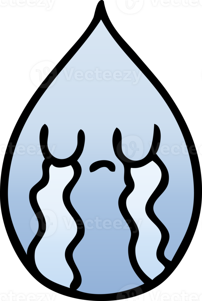 gradient shaded quirky cartoon emotional rain drop png