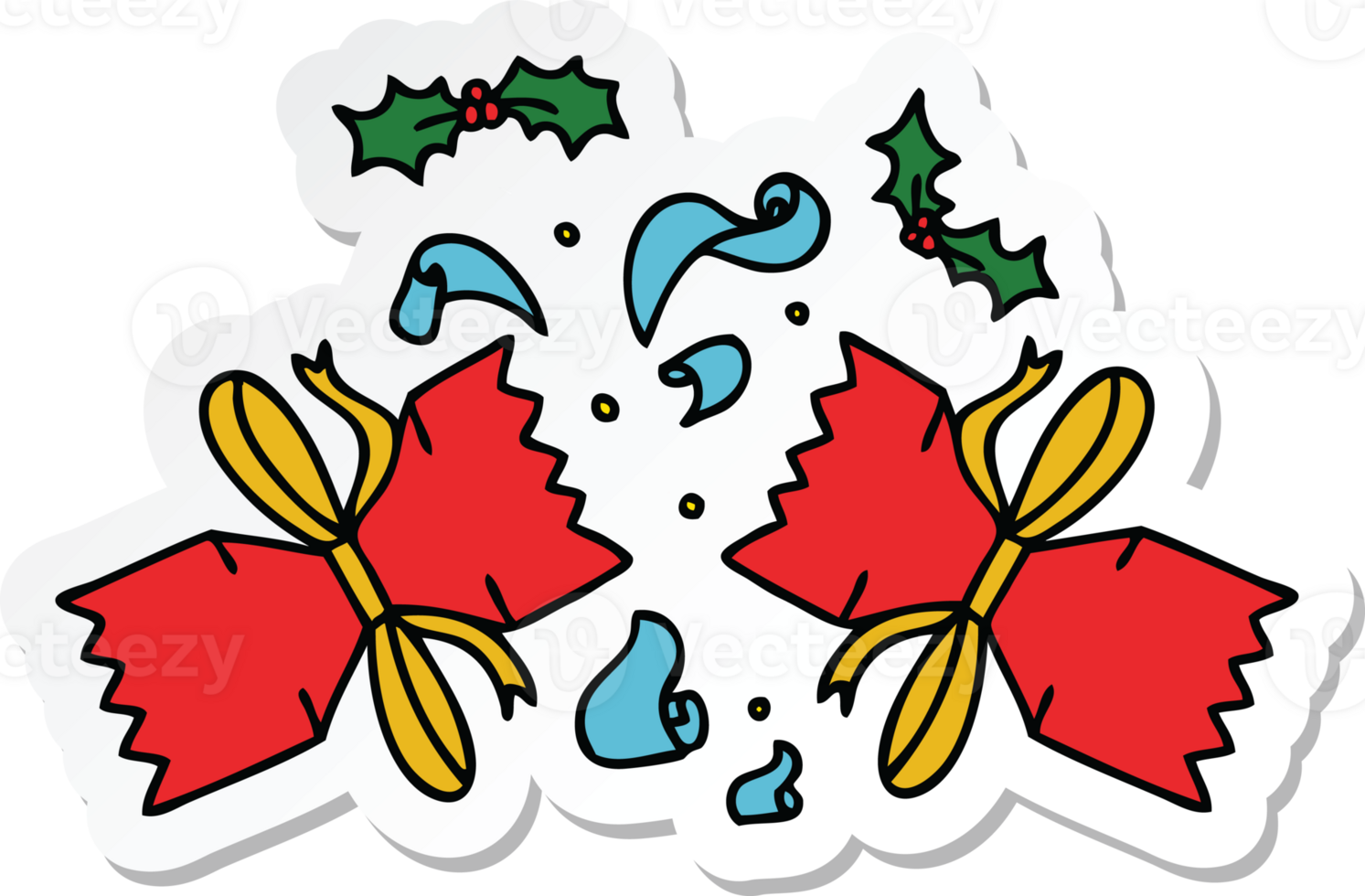 sticker of a quirky hand drawn cartoon popped cracker png