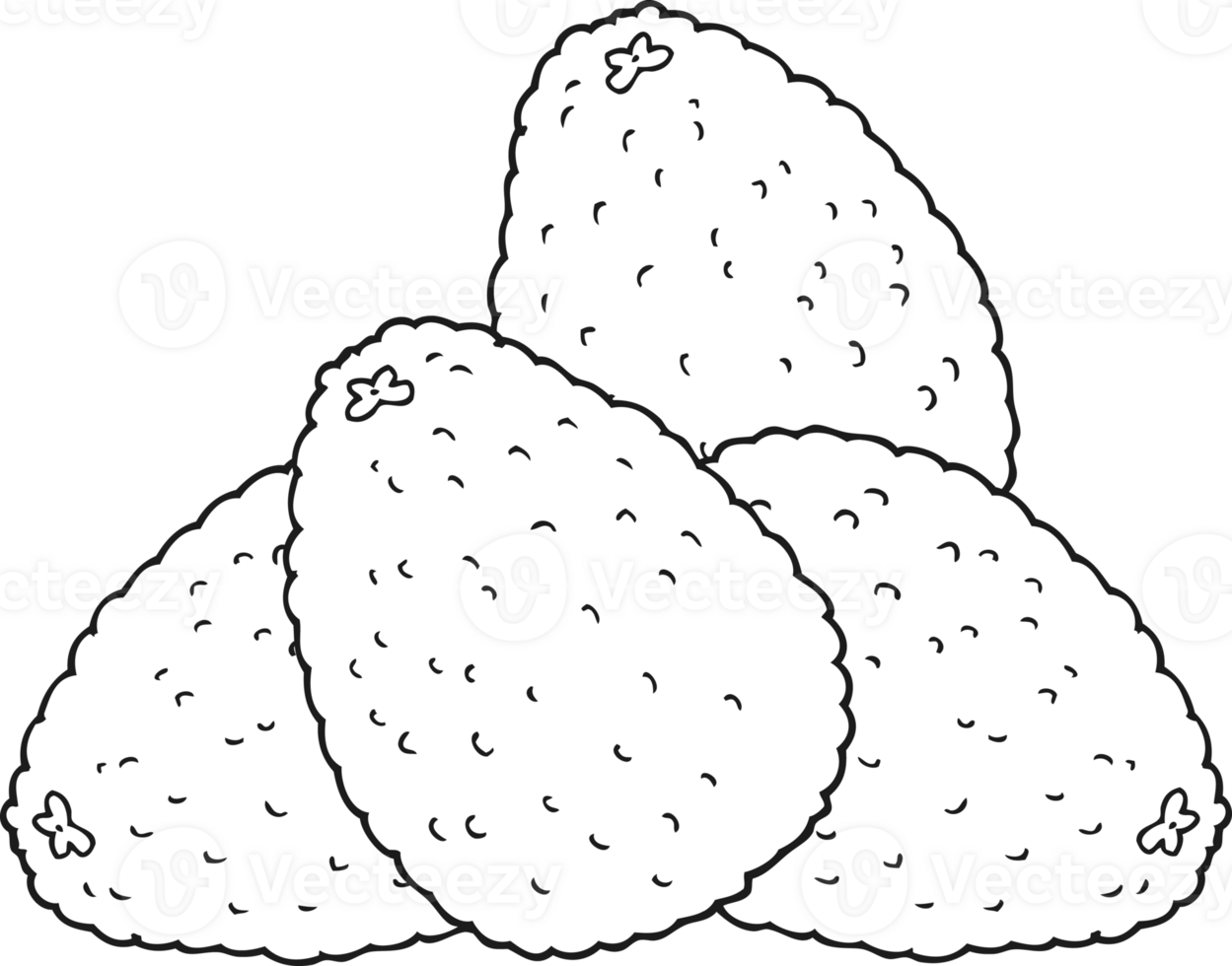 hand drawn black and white cartoon avocados png