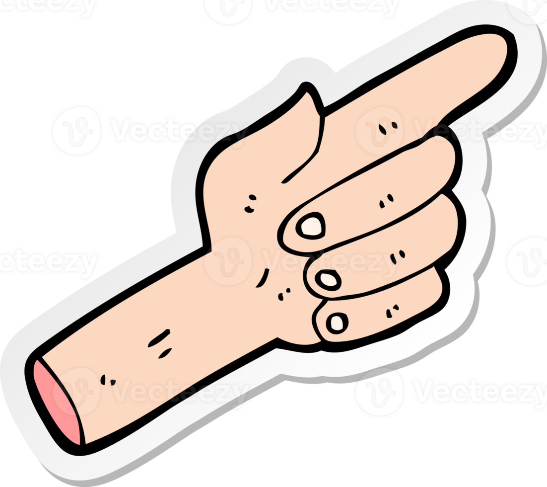 sticker of a cartoon pointing hand png