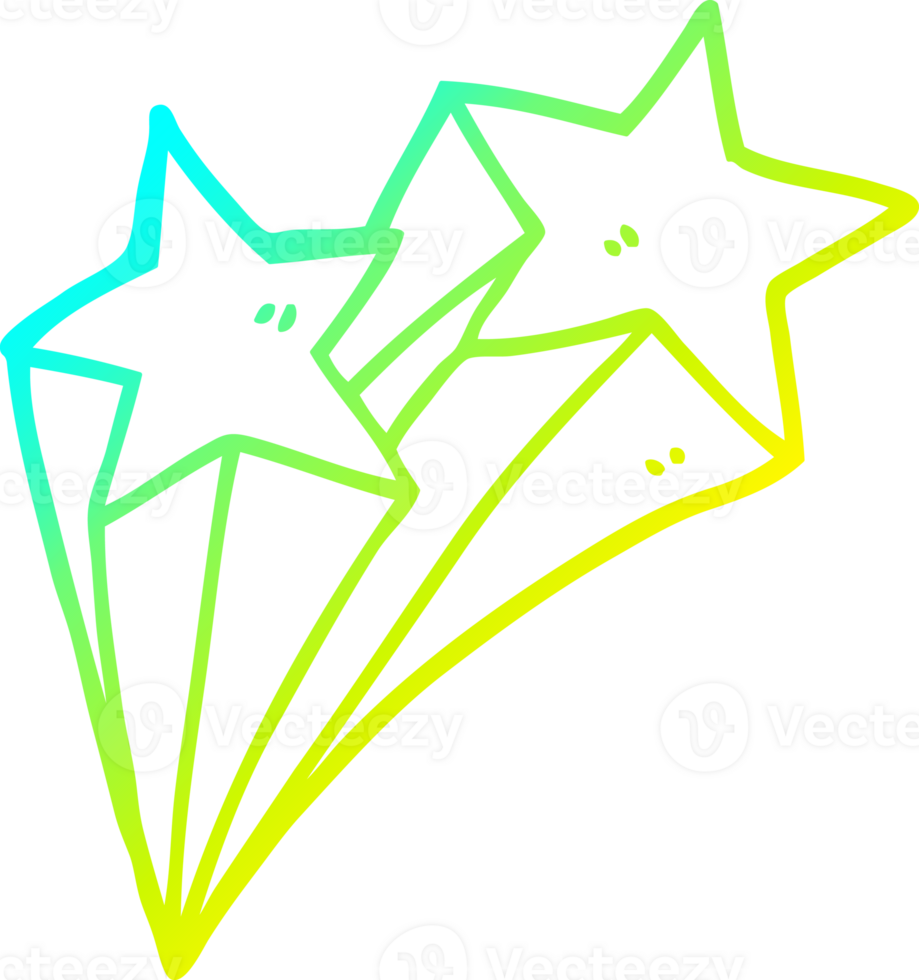 cold gradient line drawing of a cartoon stars png