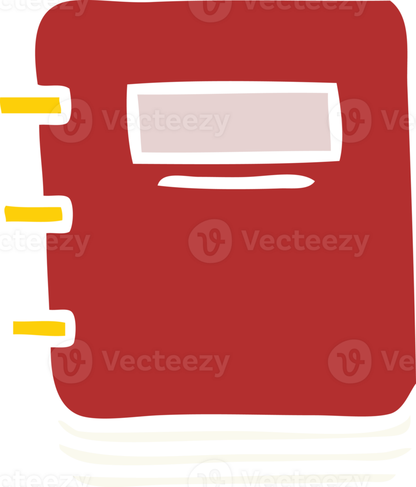 flat color retro cartoon of a note book png