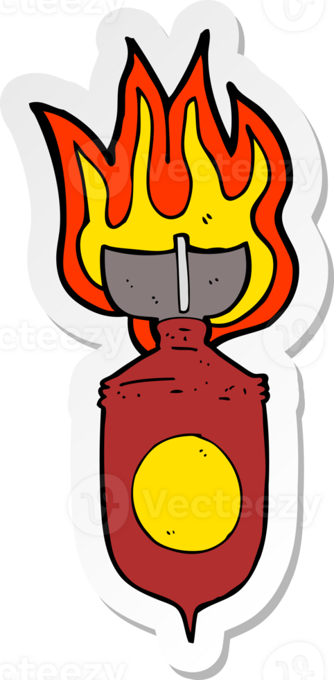 sticker of a cartoon burning bomb png
