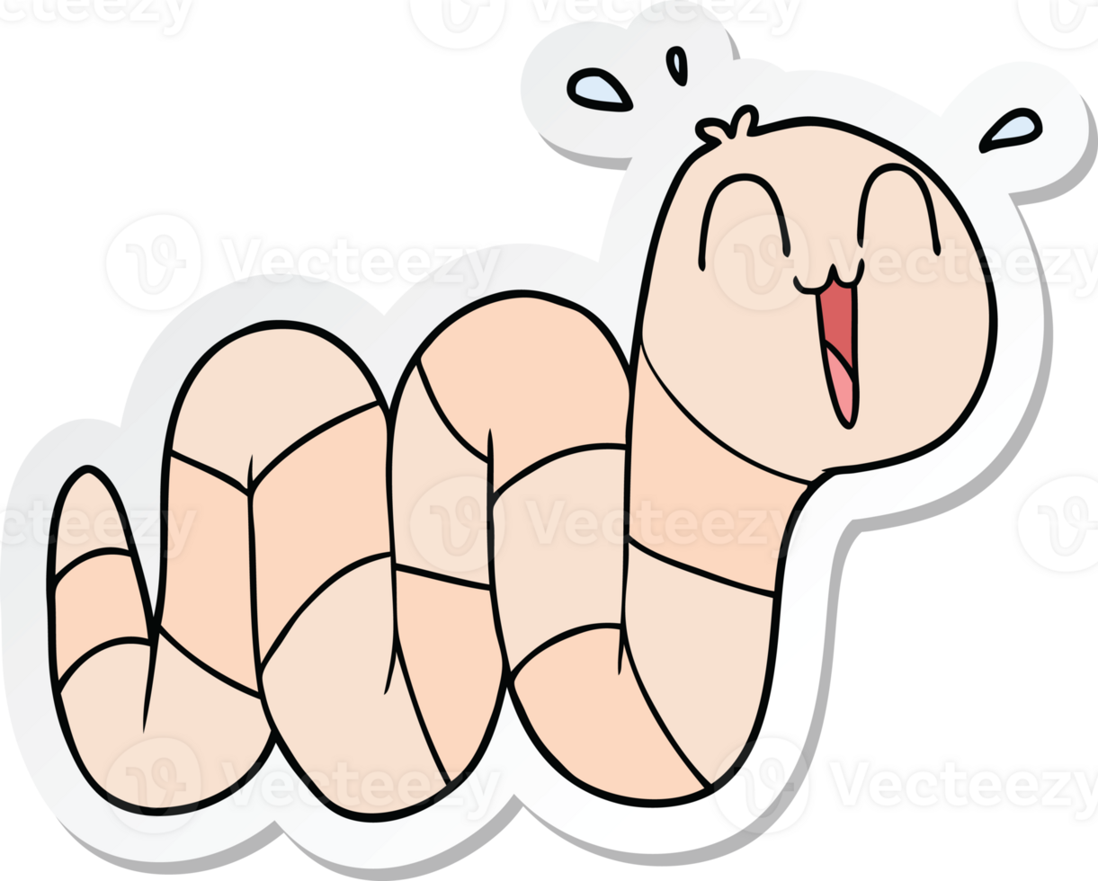 sticker of a cartoon nervous worm png