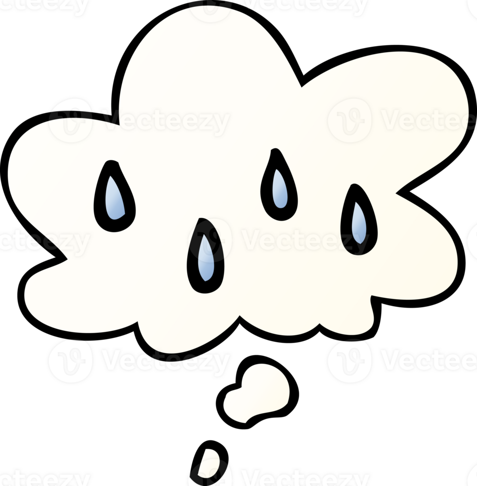 cartoon rain with thought bubble in smooth gradient style png