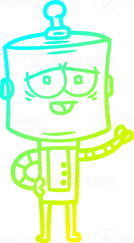 cold gradient line drawing of a cartoon robot png