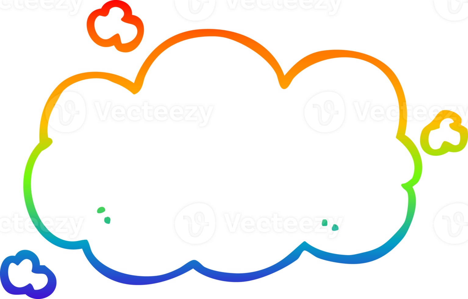 rainbow gradient line drawing of a cartoon cloud png