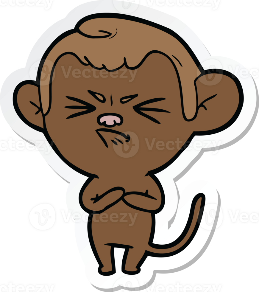 sticker of a cartoon annoyed monkey png