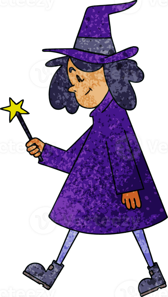 hand drawn quirky cartoon witch png