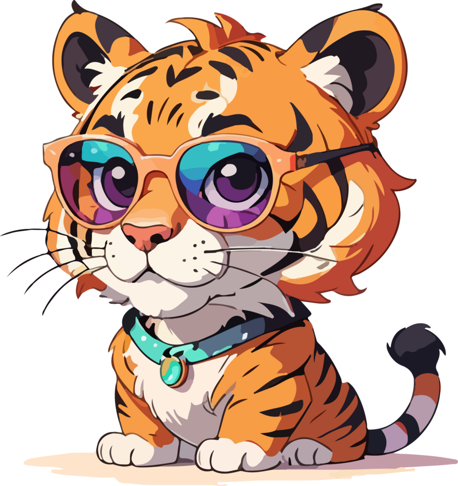miedoso Tigre con Gafas de sol dibujos animados diseño png