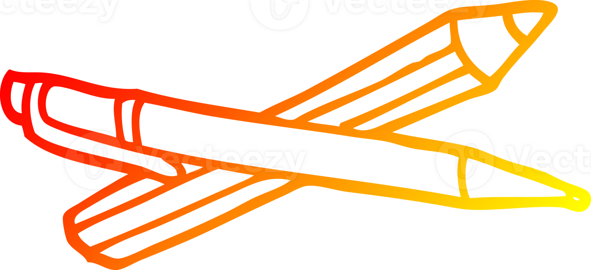 warm gradient line drawing of a cartoon pencil and pen png