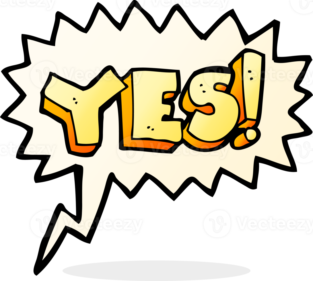 cartoon yes symbol with speech bubble png