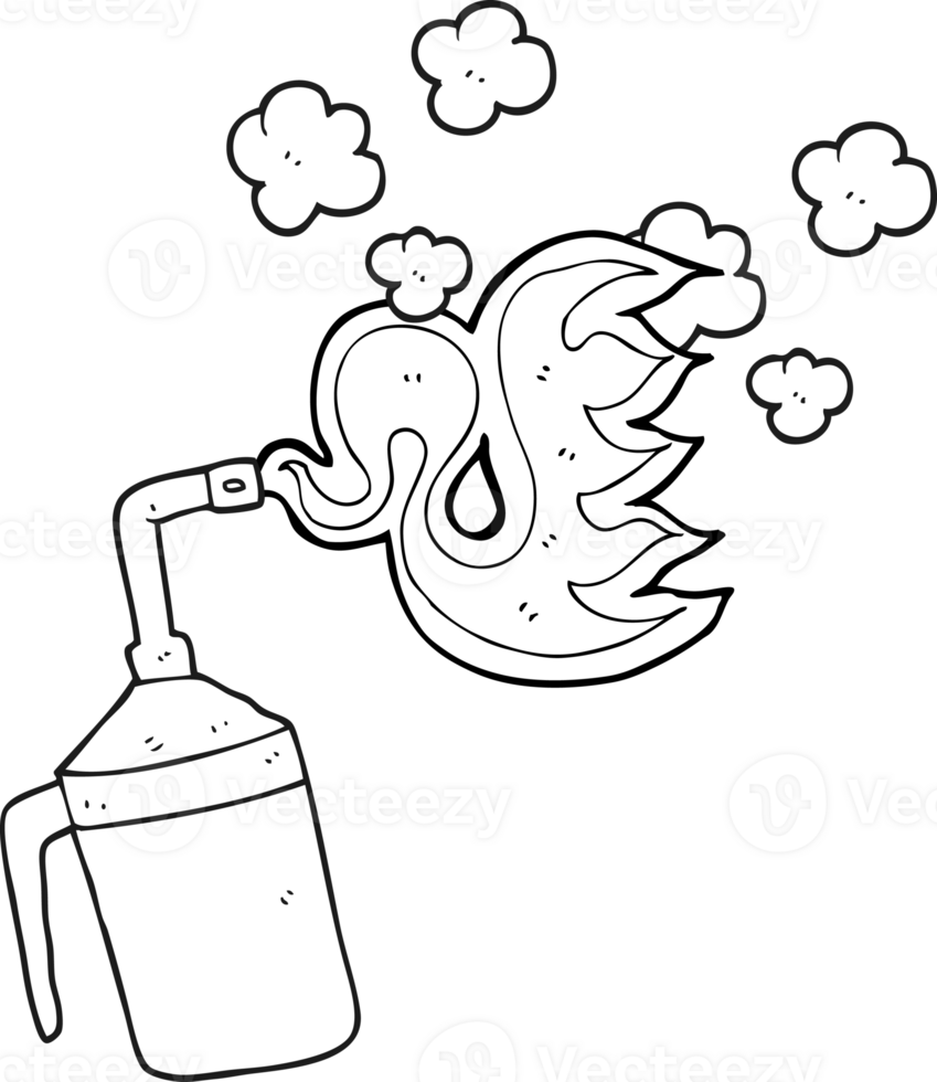 hand drawn black and white cartoon blow torch png