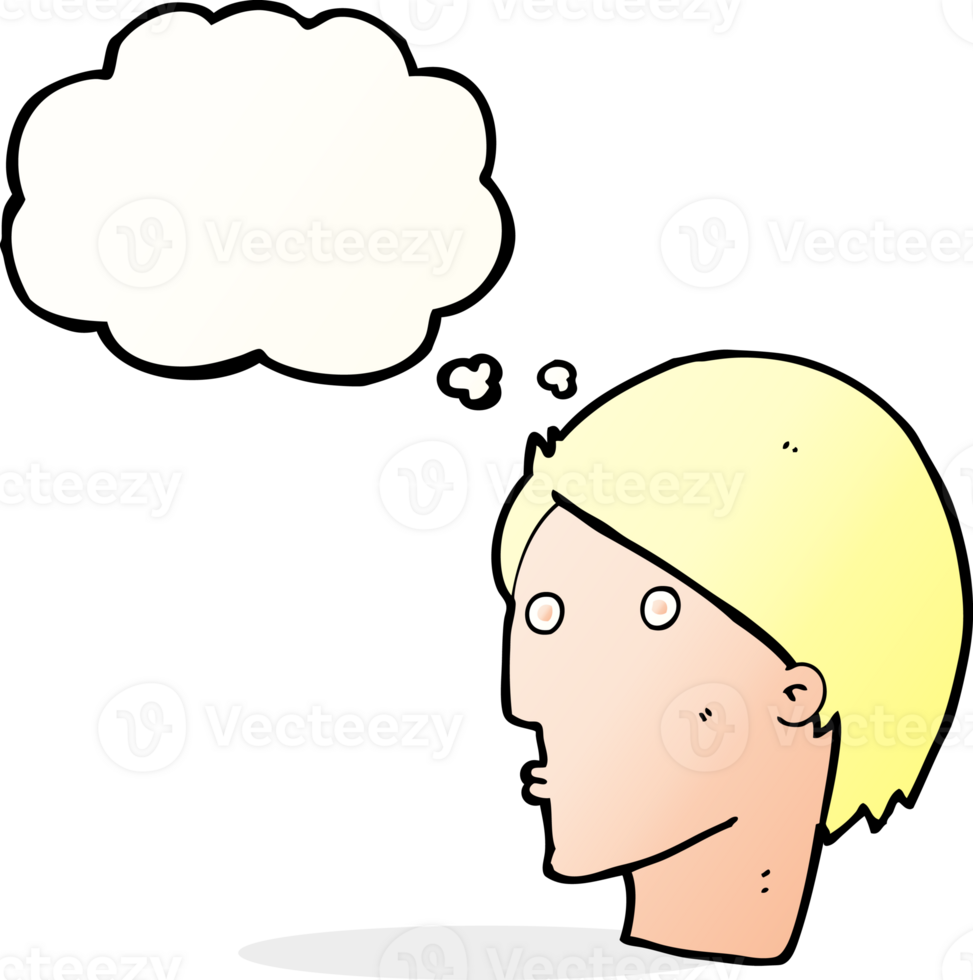 cartoon surprised face with thought bubble png