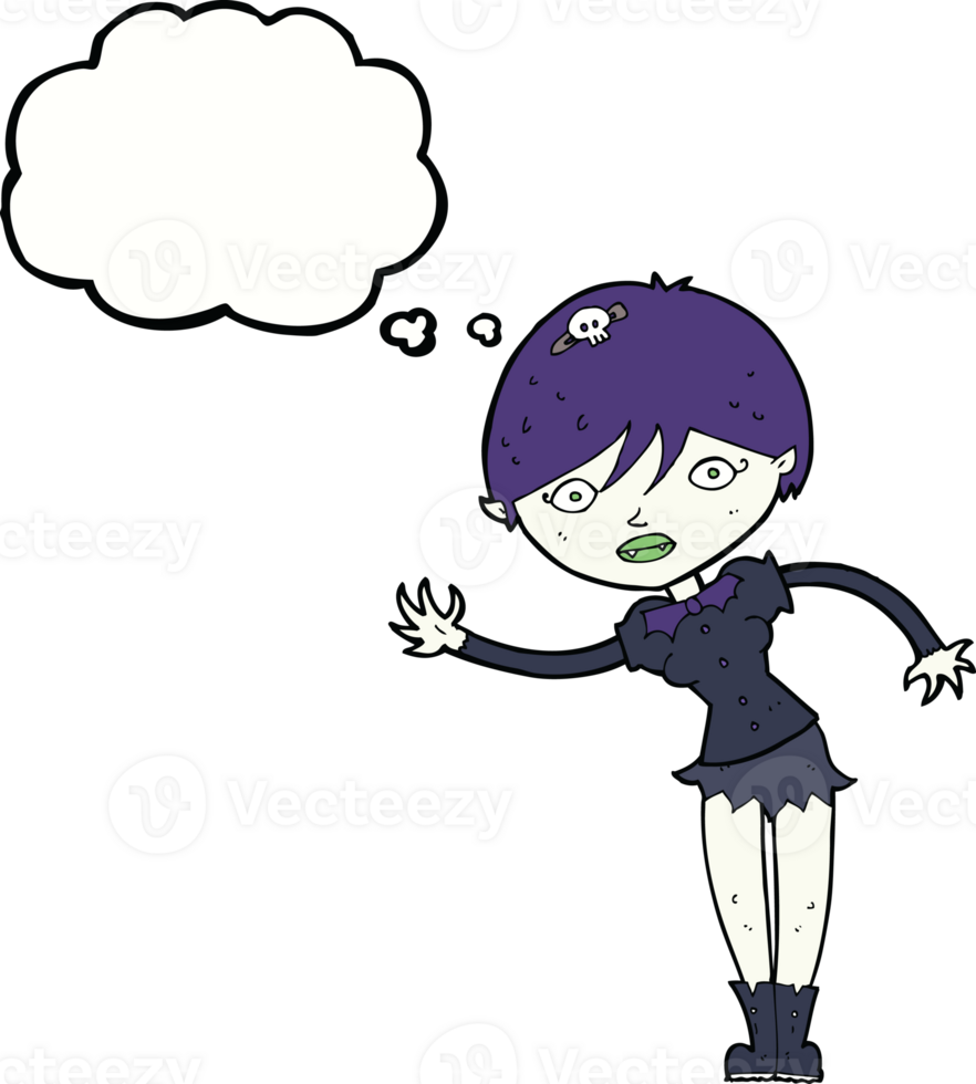 cartoon vampire girl with thought bubble png