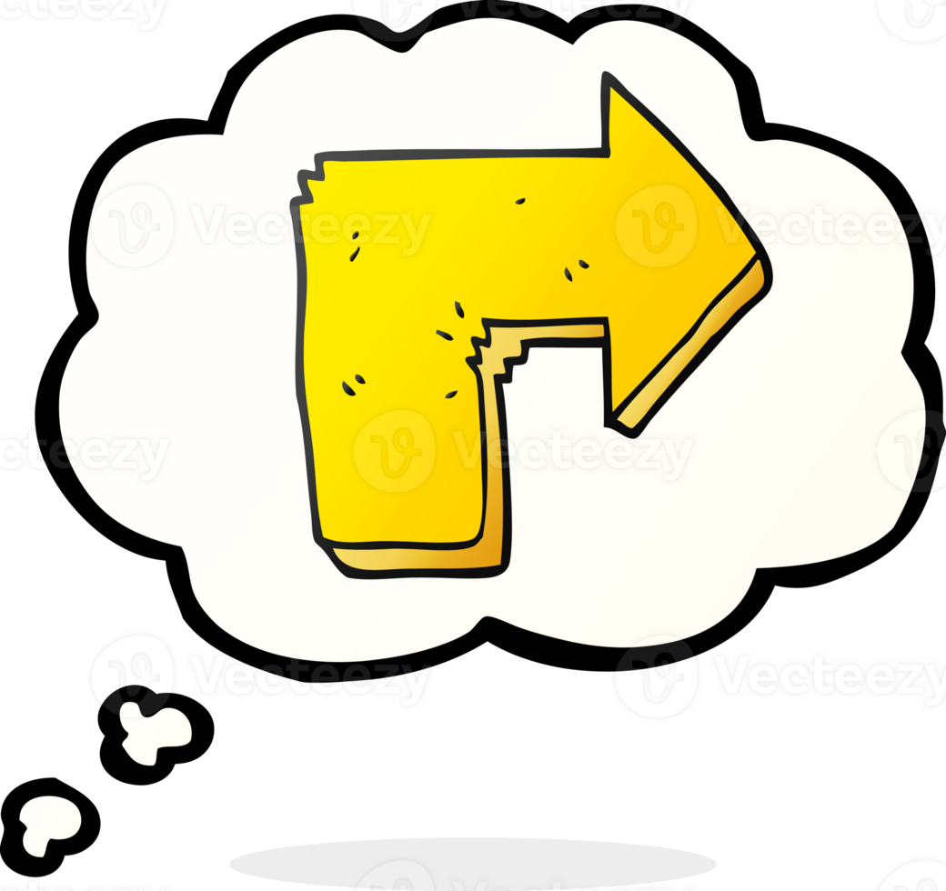 hand drawn thought bubble cartoon arrow png