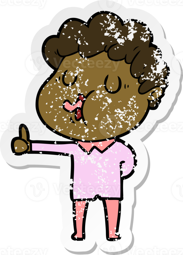 distressed sticker of a cartoon man singing png