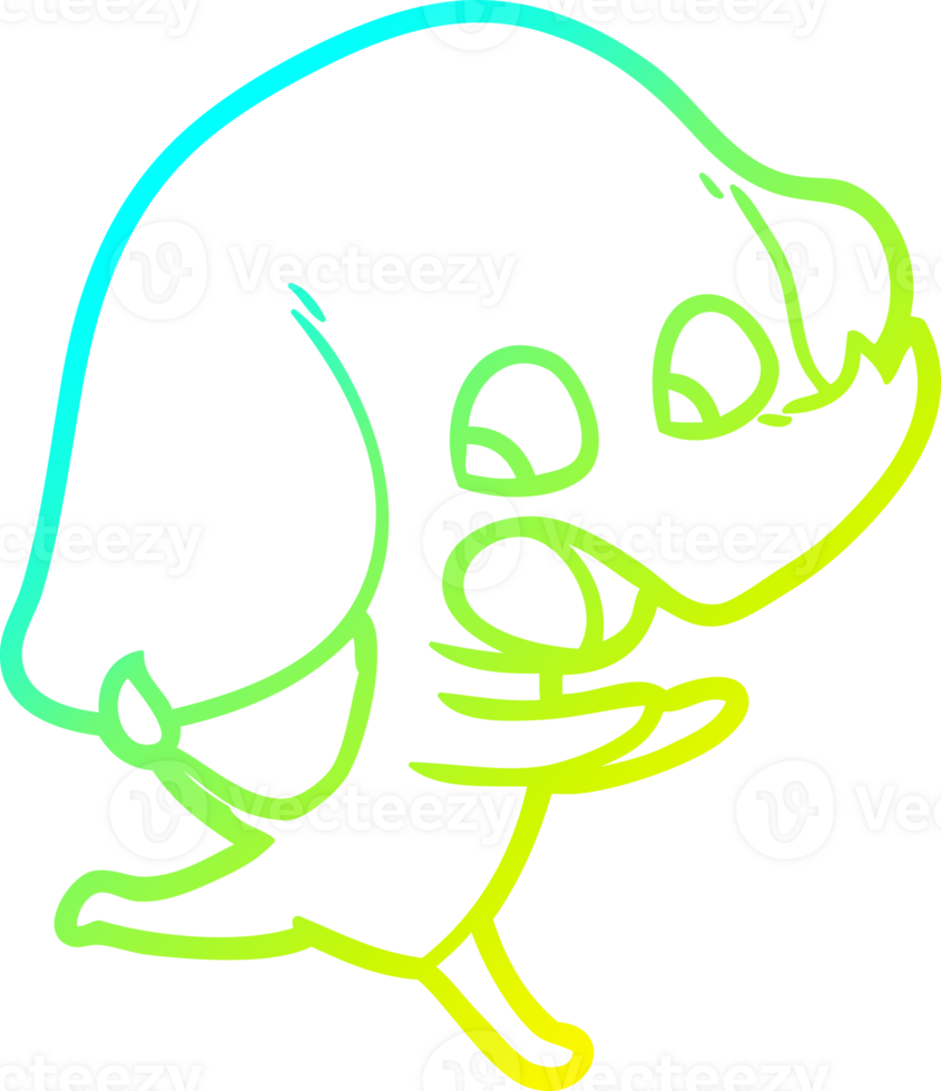 cold gradient line drawing of a cute cartoon elephant png